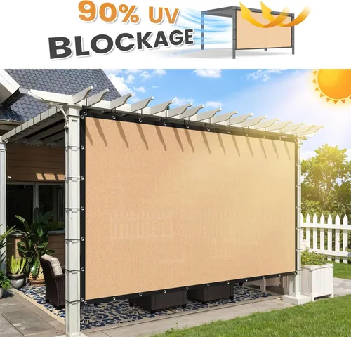 Miniatura 3 de VICLLAX - Toldo de tela con ojales, pantalla de privacidad para el patio, jardín o pérgola, cubierta de 12 x 12 pies, trigo