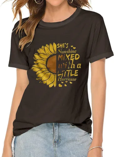 Miniatura 3 de Cicy Bell Women's Cute Sunflower Graphic T Shirts Letter Print Short Sleeve O Neck Summer Casual Cotton Tees Tops