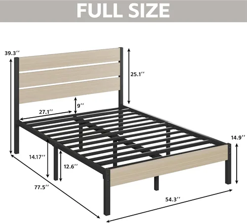 Miniatura 2 de Fluest Base de cama con cabecera y estribo, con almacenamiento debajo de la cama, sistema de soporte totalmente metálico, no necesita somier, fácil