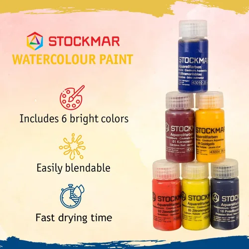 Miniatura 2 de Stockmar Pintura de acuarela, juego de 6, pintura lavable para niños, educadores en casa y estudiantes, suministros de arte Waldorf