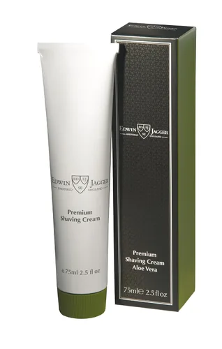 Edwin Jagger Crema de afeitar 99.9% natural premium, tubo de 2.5 fl oz - Aloe Vera, 2.5 onzas