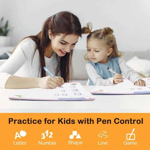 Miniatura 3 de Actividades de Aprendizaje Preescolar 60 Páginas Reutilizables, Libro de Práctica de Escritura de Letras y Números para Niños, Juguetes