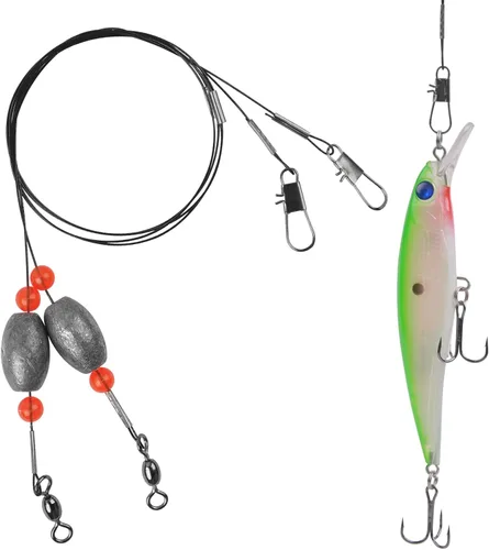 Miniatura 5 de Carolina Rig - Plataformas de pesca de agua salada, líder de alambre de acero inoxidable con pesos de hundimiento de huevos, broches giratorios