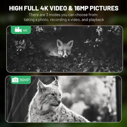 Miniatura 4 de WOSPORTS 4K Night Vision Goggles– 64GB TF Card, 10X Optical & 8X Digital Zoom, 1315FT Infrared Range, IPX Waterproof, Ideal for Camping Verde militar