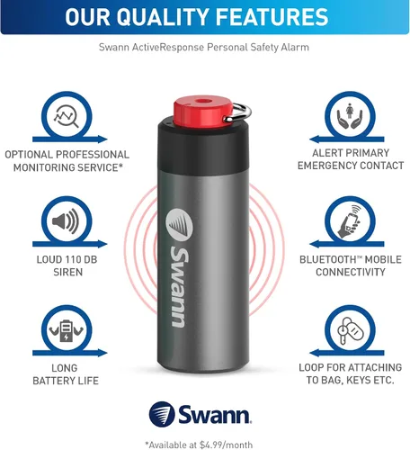 Miniatura 3 de Swann ActiveResponse - Alarma de seguridad personal móvil, sirena de emergencia de 110 dB con alertas SMS y conectividad móvil, batería de larga
