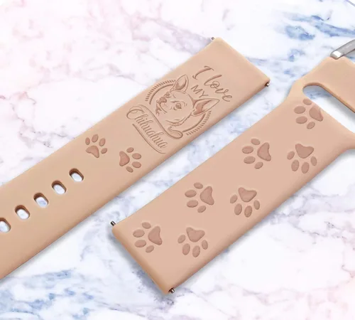 Miniatura 3 de Correa de reloj personalizada de raza de perro de 0.787 in compatible con Samsung Watch Galaxy Active / Active2 / Gear S4 /S2 silicona grabada