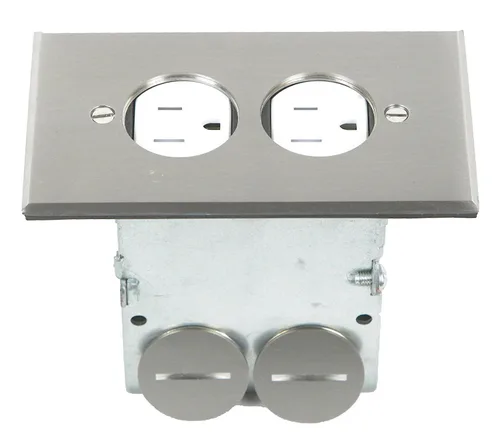 Miniatura 5 de ENERLITES Kit de caja de piso con tapa de rosca, 12,7 cm x 7,1 cm, 1 banda, receptáculo dúplex de 20 A resistente a manipulaciones y a