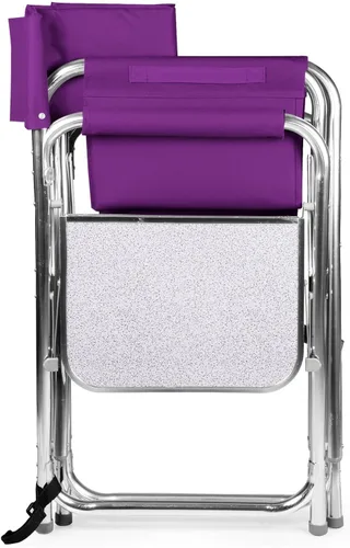 Miniatura 10 de PICNIC TIME Silla deportiva con mesa auxiliar, sillas de camping acolchadas plegables para adultos al aire libre con portavasos y panel de Púrpura