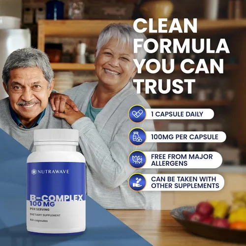 Miniatura 8 de Nutra Wave Super B Complex Vitaminas para mujeres y hombres, alta potencia B1 B2 B3 B5 B6 B7 B9 B12 con colina y mio-inositol, energía y apoyo