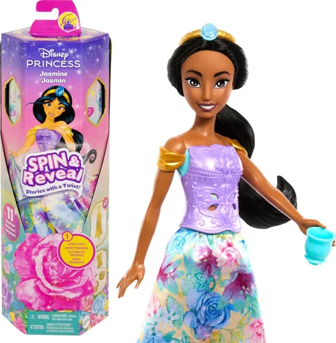 Miniatura 12 de Mattel Disney Princess Ariel - Juego de muñecas de moda, gira y revela con 11 sorpresas, incluyendo 5 accesorios, 5 calcomanías y escena de juego