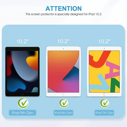 Miniatura 3 de SPARIN Paquete de 3 protectores de pantalla para iPad de 9ª, 8ª, 7ª generación de 10.2 pulgadas, vidrio templado compatible con iPad 9, 8, 7