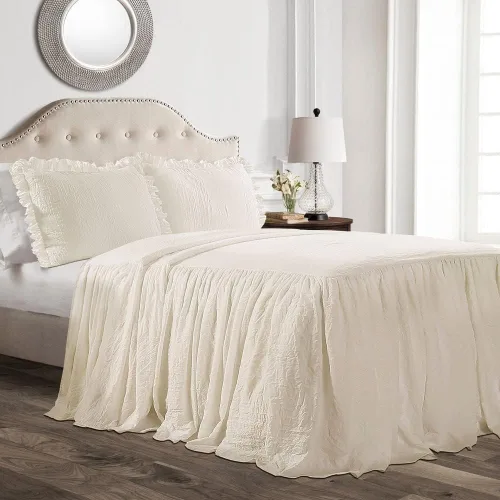 Miniatura 6 de Lush Decor - Juego de colcha con falda de volantes de 2 piezas - Ropa de cama elegante de estilo granja - Detalle de volantes elegante