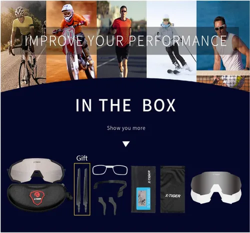 Miniatura 9 de X-TIGER Gafas de sol polarizadas para deportes con 5 lentes intercambiables, gafas de ciclismo para hombres y mujeres, para béisbol, correr, pesca