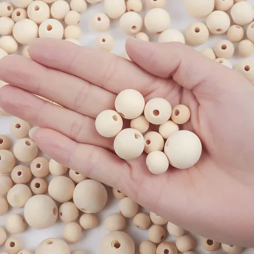 Miniatura 3 de 1000 piezas de cuentas de madera de 6 mm, cuentas de madera natural sin terminar, cuentas de madera redondas sueltas para manualidades, cuentas