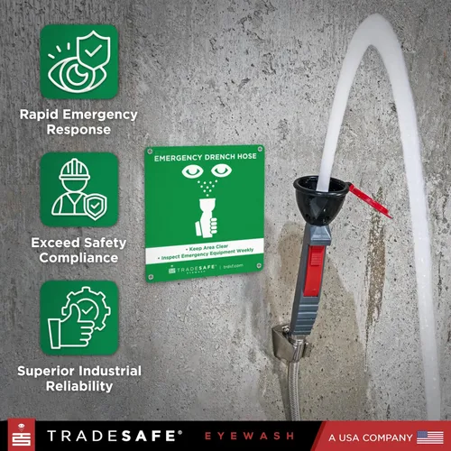 Miniatura 7 de TRADESAFE Estación de lavado de ojos de mano aprobada por la OSHA, estación de lavado de ojos de emergencia, estación de lavado de ojos con manguera
