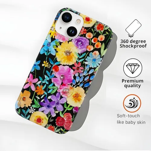 Miniatura 3 de J.west Funda compatible con iPhone 14 para mujer, bonito diseño floral femenino, patrón kawaii de flores silvestres en acuarela para niñas