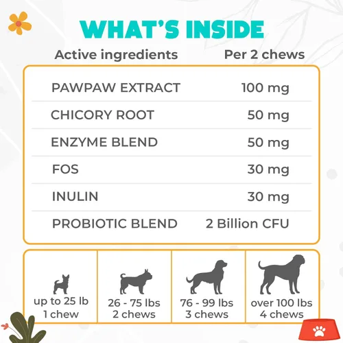 Miniatura 6 de Probióticos masticables para perros, 150 unidades, masticables probióticos para perros con enzimas e ingredientes naturales, apoyo para la salud