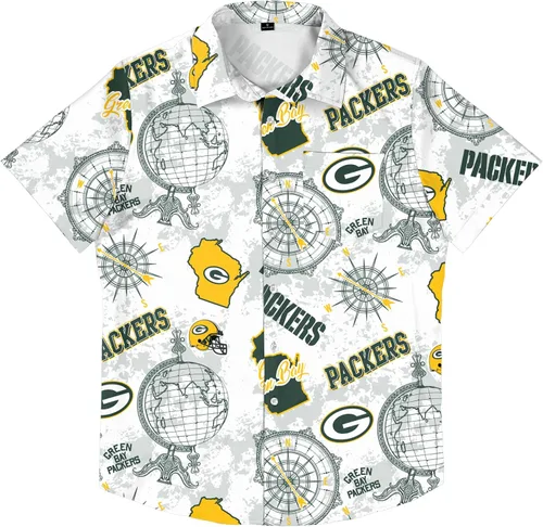 FOCO Men's NFL Team Logo Floral Aloha Tropical Mercader Button Up Shirt