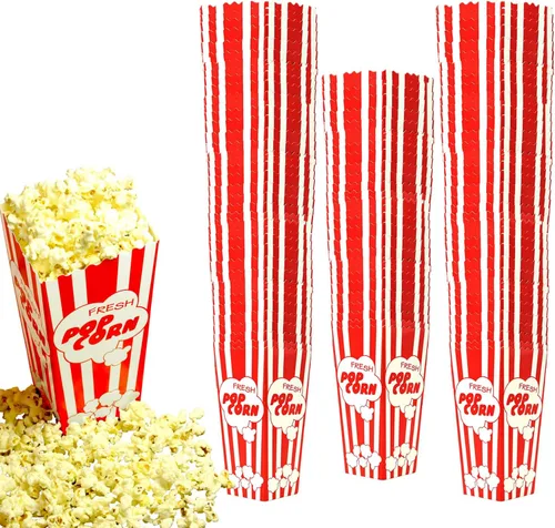 Miniatura 12 de 15 Cajas de papel para palomitas de maíz de noche de cine, cubetas de 19.7 cm de alto, grandes y con capacidad para 46 oz, diseño de fiesta antiguo