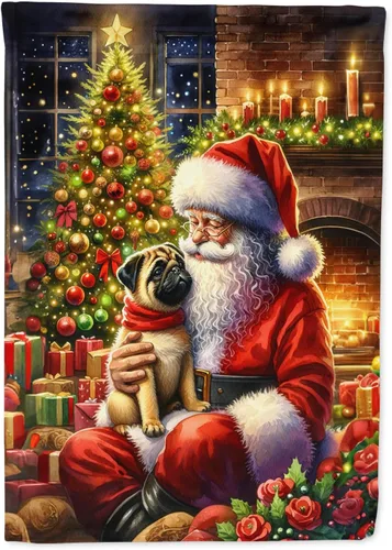 Miniatura 99 de Caroline's Treasures DAC4159CHF - Bandera de casa de Husky siberiano y Papá Noel para porche, grande, para colgar en la pared, poliéster