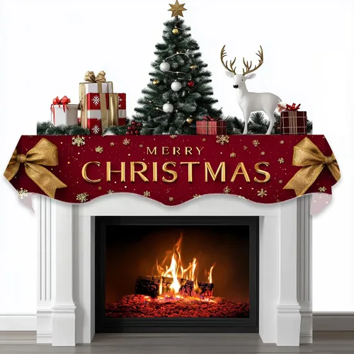 Miniatura 10 de BVBOX Bufanda Decorativa para Repisa de Chimenea Navideña, Cubierta Corredor para Repisa de Chimenea de Navidad e Invierno