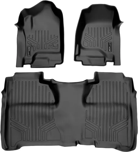 Miniatura 13 de SMARTLINER Juego de tapetes de piso de recubrimiento, de 2 filas, para Chevrolet Silverado 1500 2007-2013