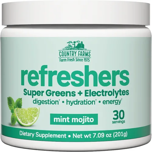 COUNTRY FARMS Refrescantes, Súper Verdes y Electrolitos, Minerales Esenciales y Superalimentos, Soporte de Hidratación, Promueve Energía Natural,