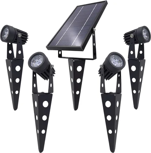 Miniatura 11 de 4 Focos Mini 50X LED Alimentados por Energía Solar (LED Blanco Cálido), Acabado Negro, Foco Descendente para Jardín Exterior, Patio y Paisajismo