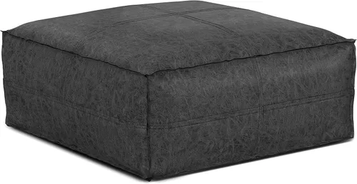 Miniatura 31 de SIMPLIHOME Grady Puf cuadrado – 18 pulgadas de ancho x 14 pulgadas de alto lana y algodón tejido a mano otomano en tono tierra, reposapiés Tono