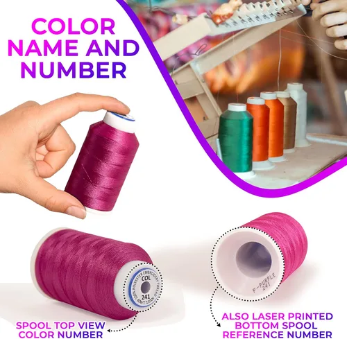 Miniatura 5 de ThreadNanny Brother nuevo set de hilo para bordar de 63 colores, hilo de poliéster de 40wt.