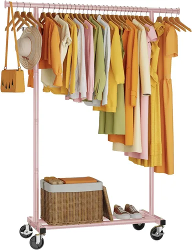 Miniatura 10 de HYSEYY Perchero de Ropa, Perchero de Ropa para Colgar Ropa, Perchero Rodante Resistente Perchero de Abrigos Portátil Perchero de Armario de Metal