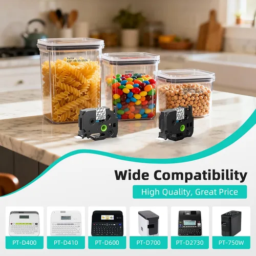 Miniatura 2 de Label KINGDOM Etiqueta compatible con Brother TZe-141 Cinta para etiquetadora negra sobre transparente para cubos PT1800 PTE300 PTD400AD, 0.709 in