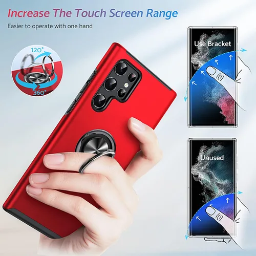 Miniatura 4 de Anqrp Diseñada para Samsung Galaxy S22 Ultra Funda, Incorporada [Protección contra Caídas de 15 Pies][Disipación de Calor] Protección de Grado Rojo