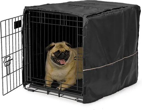 Miniatura 21 de MidWest Funda para jaula de perro, para dar privacidad, se puede lavar a máquina y secar Patrón geométrico marrón