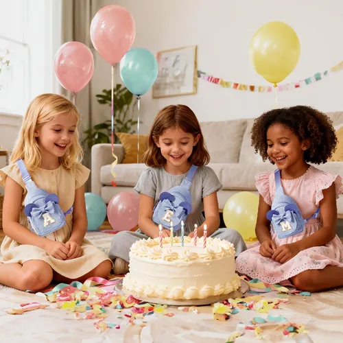 Miniatura 4 de Bolsos bandolera para niñas y niños - Regalos para niños Bolso cruzado pequeño con iniciales para niñas, regalos de cumpleaños, Azul, Pequeña, A