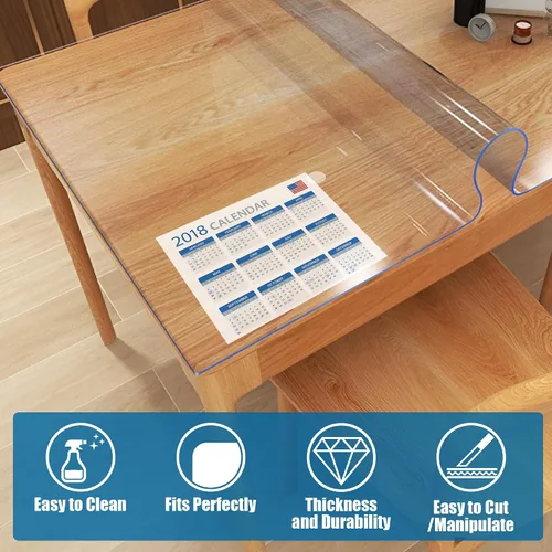 Miniatura 3 de OXIGG Protector transparente para mesa, 24 x 48 pulgadas, 0.059 in de grosor, protector de mesa rectangular para comedor, mesita de noche, encimera