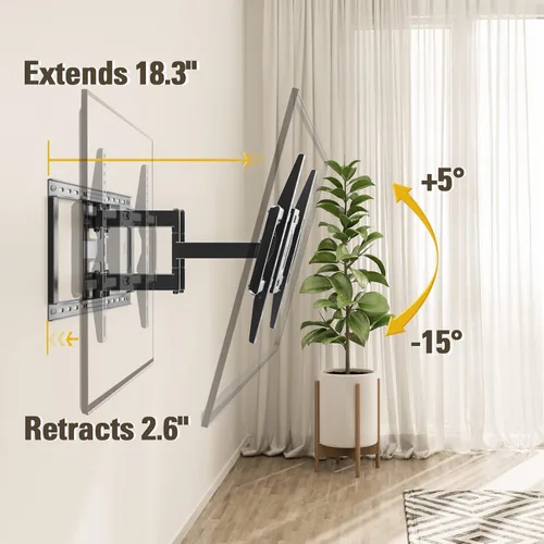 Miniatura 4 de Soporte de montaje para la pared se adapta a 16, 18, 24 pulgadas de madera espaciado con movimiento completo del brazo articulado para la mayoría