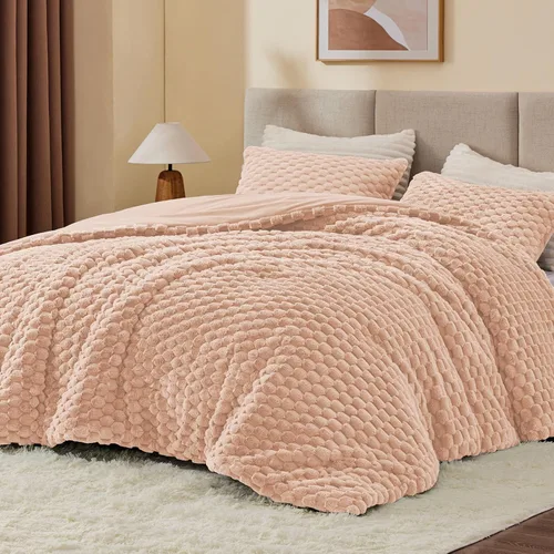Miniatura 15 de BEDELITE Juego de Edredón Esponjoso Twin - Edredón Suave de Vellón Beige para Cama Twin, Juego de Ropa de Cama Lujoso y Cálido para Invierno, Juego