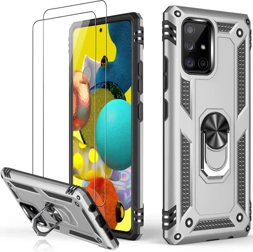Miniatura 42 de LUMARKE Funda para Galaxy A51 4G con protector de pantalla, supera los 16 pies, probada en caídas, de grado militar, con soporte de anillo Rojo