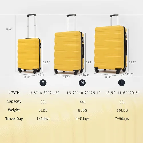 Miniatura 7 de Flieks TSA - Maleta giratoria (3 piezas, peso ligero, 20, 24, 28 pulgadas)