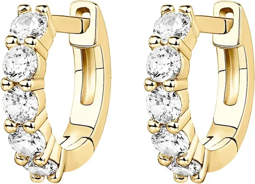Miniatura 3 de PAVOI Aretes de aro de plata de ley chapados en oro de 14 quilates con circonita cúbica para mujer
