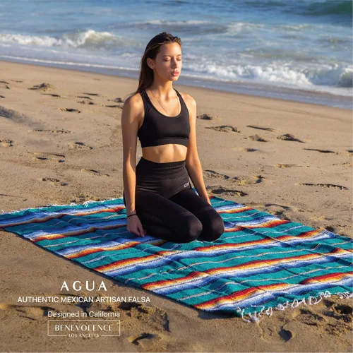 Miniatura 2 de Manta mexicana premium auténtica manta tejida a mano, manta de yoga, hecha por artesanos mexicanos tradicionales. La manta es perfecta