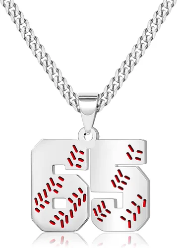Miniatura 17 de Btysun Collares de béisbol de béisbol número 0-99 dijes de acero inoxidable para hombres, regalos de béisbol, papá, marido, regalo de Navidad