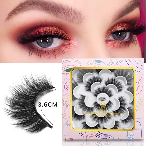 Miniatura 3 de DYSILK - 10 pares de pestañas de visón 6D, pestañas postizas dramáticas de volumen grueso pestañas postizas naturales suaves extensión maquillaje