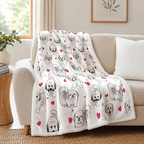 Miniatura 16 de BlessLiving Golden Retriever - Manta con patrones densos de perros, manta de forro polar Sherpa para sofá cama, manta suave y acogedora