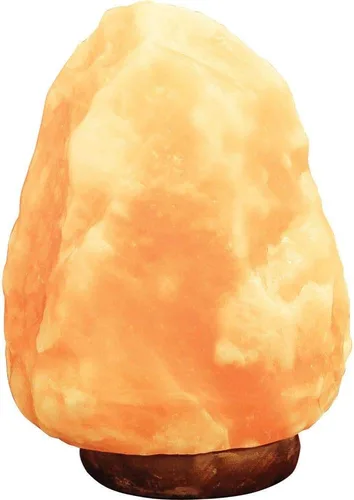 Pure Himalayan Salt Works Lámpara de sal del Himalaya 100% natural, lámpara de sal de cristal rosa con base de madera, incluye bombilla de 15 W y