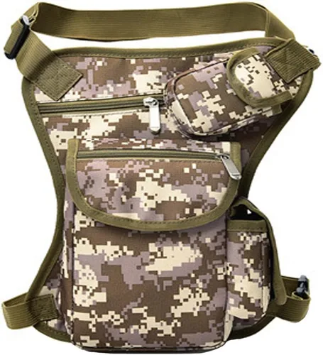Miniatura 9 de Pequeña bolsa multiusos para pierna de cintura caída, bolsa de lona táctica para la cadera, paquete Molle para deporte, camping, senderismo, Verde
