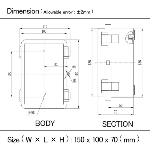 Miniatura 8 de Caja de conexiones IP65 impermeable carcasa de plástico ABS con cubierta transparente de PC con bisagras, caja de proyectos eléctricos con placa