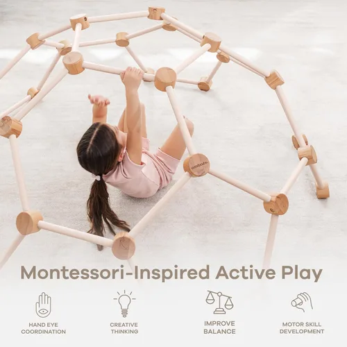 Miniatura 4 de Comfy Cubs Gimnasio de madera para niños de 3 a 6 años - Escalador Montessori para niños - Juguete de escalada seguro de hasta 120 libras