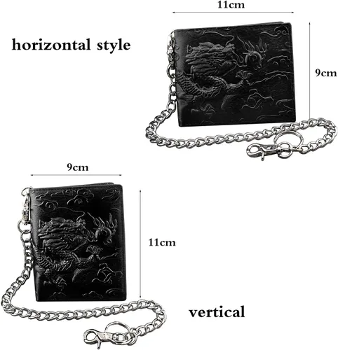 Miniatura 5 de Balck - Cartera de cuero para hombre diseño de dragón vintage
